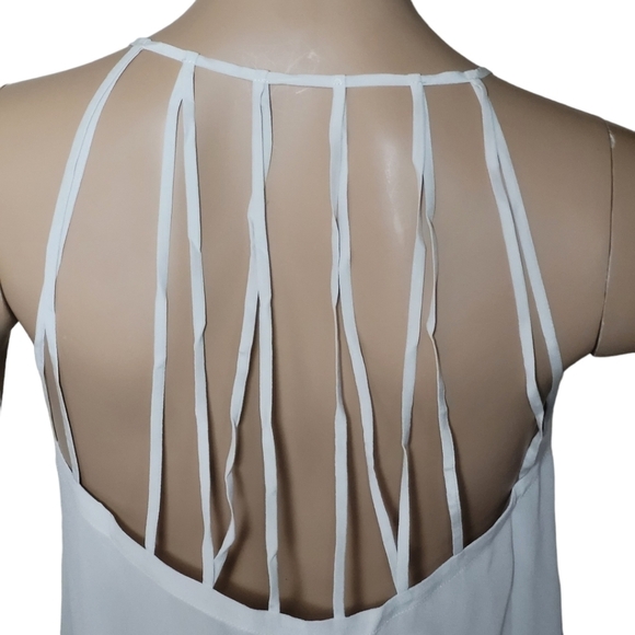 CHASER White Silk Semi Sheer Strappy Back Cami Tank Top Size Medium - Picture 8 of 10
